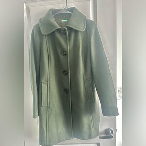 United Colors Of Benetton Olive Pea Coat Wool Women Sz 40